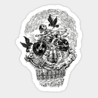 Motorbike Skull Sticker